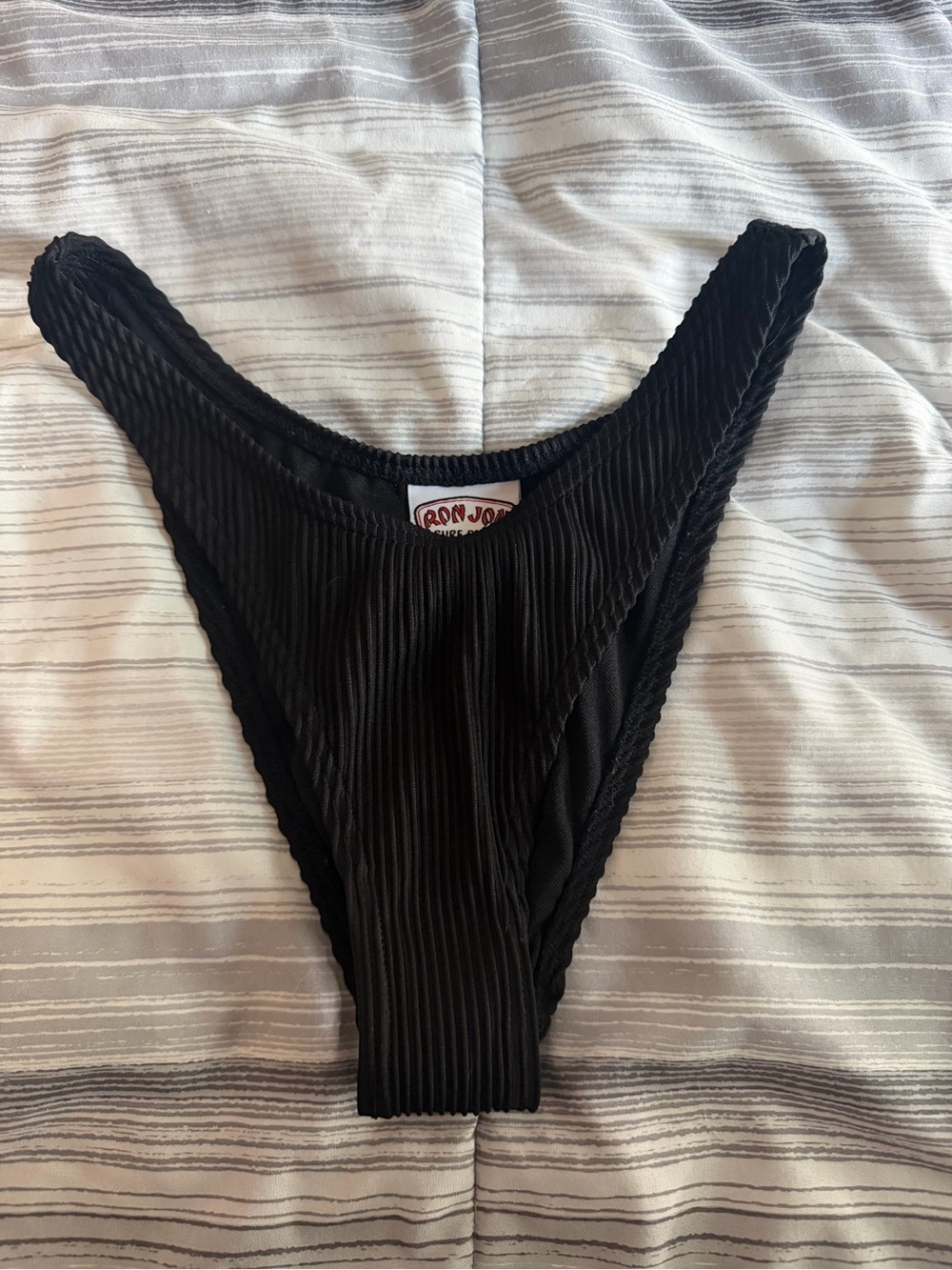 NWOT Ron Jon Black Ribbed High-Cut Bikini Bottom